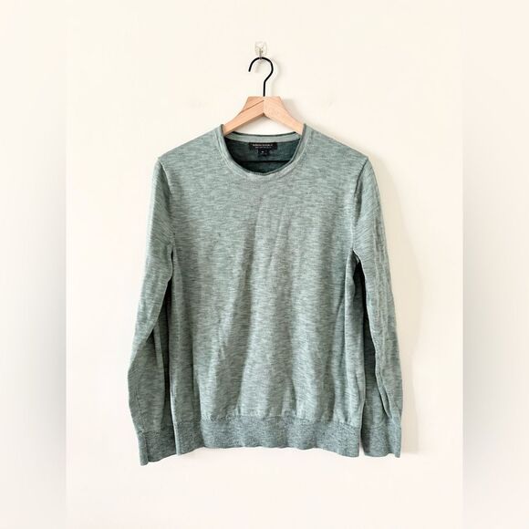 Banana Republic 100% Cotton Slub Long Sleeve Knit in Heathered Green - Size M - Picture 1 of 5